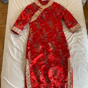 Red Cheongsam with Dragon Embroidery